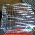 Mesh cage folding stackable wire container with lid